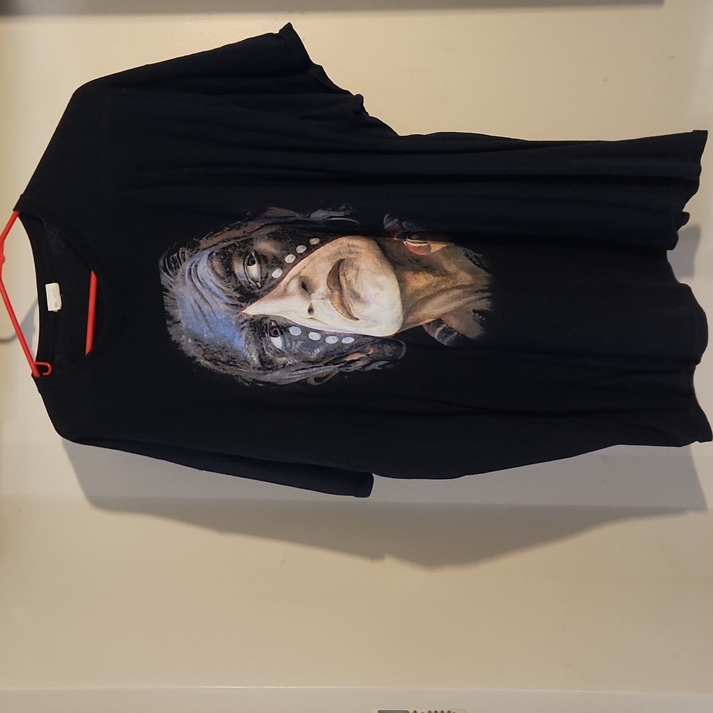 2xL mens Blk Big head Indian short sleeve t-shirt